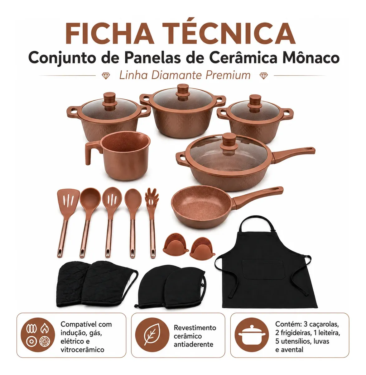 Ficha técnica do Jogo de Panelas Mônaco